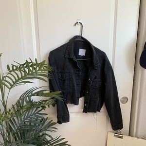 cropped black denim jacket